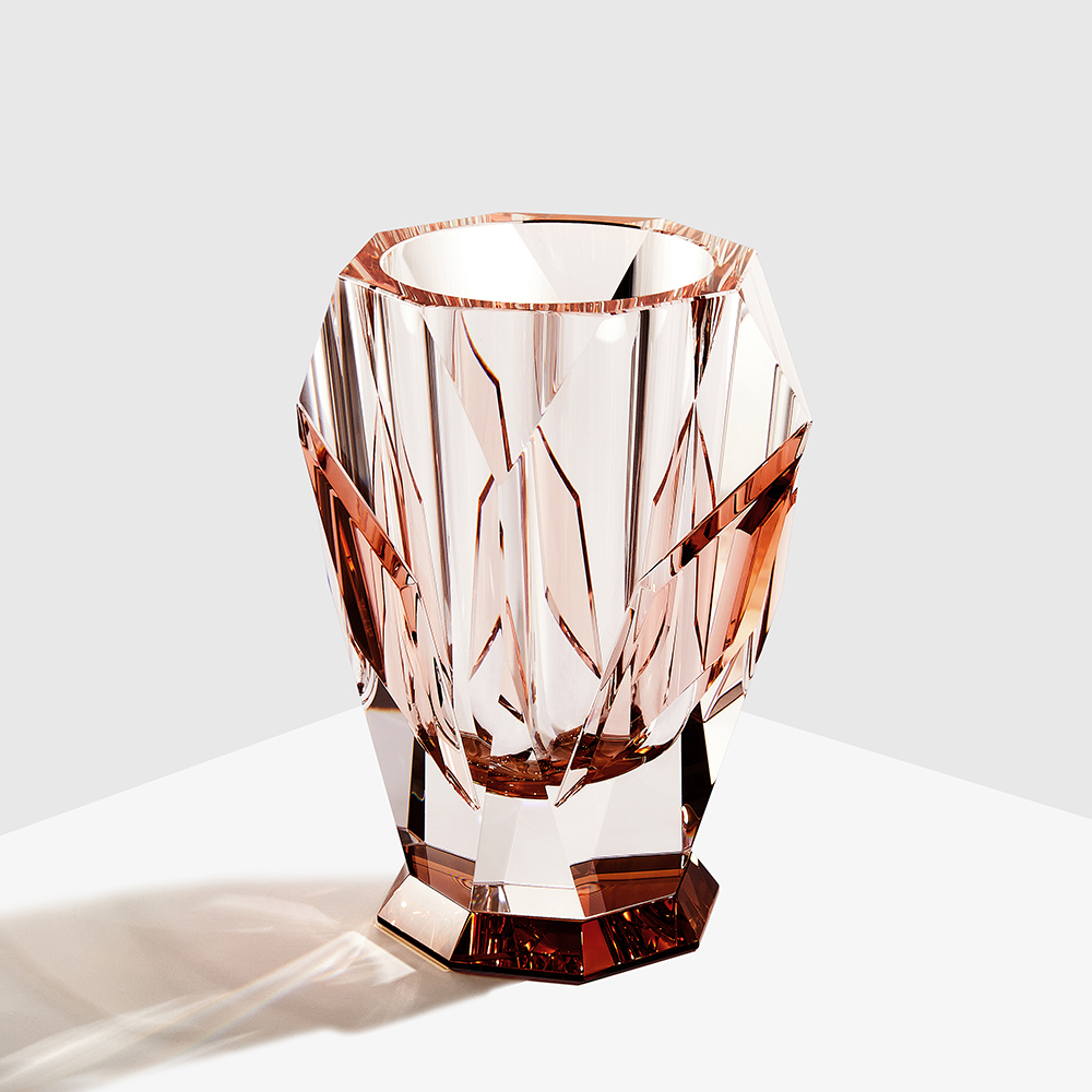 Jarrón de cristal de champán tallado en 3D